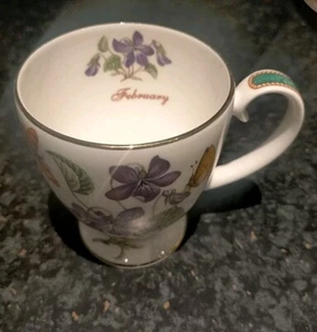 Hudson Middleton Flower of the Month February Fine Bone China Mug England - Foto 1 di 6