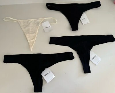 Forever 21 Thong Panties bundle  3 pack **as pictured**  black cream Adult XL - Image 1 of 4