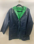 Aqua Sheen Blue Green Seal REVERSIBLE Slicker Rain Coat, Women’s Medium