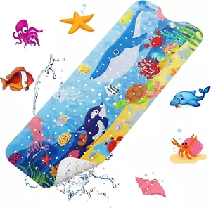Baby Bath Mat for Tub for Kids 40X16 Inch Extra Long Bathtub Non Slip Cartoon - Picture 1 of 12