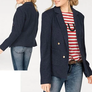 hübscher Wolloptik BLAZER Gr.34/36 XS/S JACKE BLAU Struktur Basic Büro elegant - Bild 1 von 6