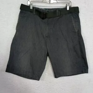 Vintage Volcom Belted Striped Skater Shorts Y2K Baggy Men's Size 36 Gray - Picture 1 of 18