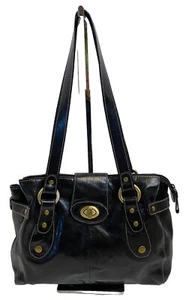 Wilson's Leather Black Leather Shoulder Bag Lightweight Purse Brass Hardware - Picture 1 of 11