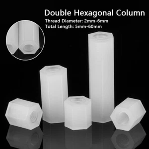 M2 M2.5 - M6 Female-Female White Nylon Hex Column Standoff Support Spacer Pillar - Picture 1 of 9