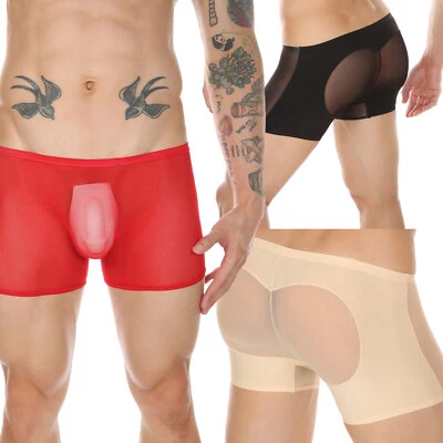 Men Ice Silk Heart-shaped Underwear Seamless Underwear See Through Underpants - Image 1 of 4