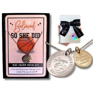 Girls Basketball Necklace - Basketball Gift for Her - Team or Female Coach Gift - Picture 1 of 15