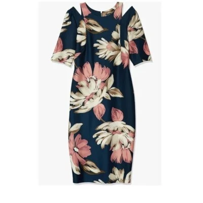 Vestido Vaina Gabby Skye / Nordstrom Azul Marino Rubor Floral Con Recortes - Talla 12 Nuevo Con Etiquetas Foto 1 de 4