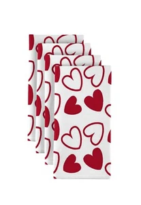 Tossed Hearts Red & White 18" x 18" Napkins 1 Dozen - Picture 1 of 1