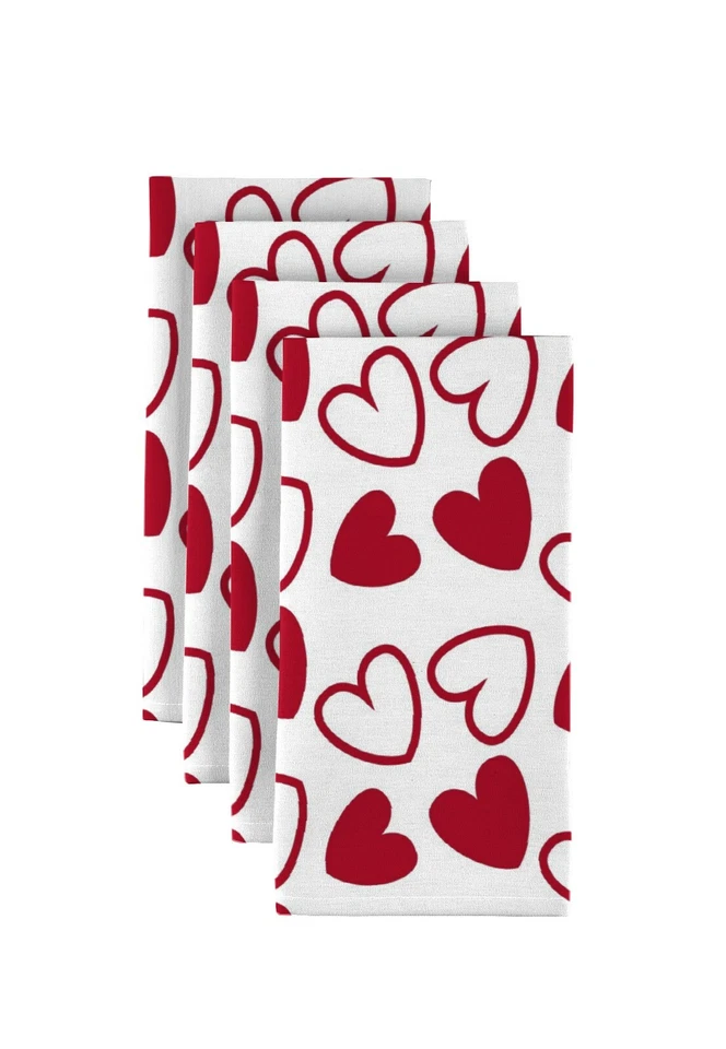 Tossed Hearts Red & White 18" x 18" Napkins 1 Dozen - Image 1 of 1