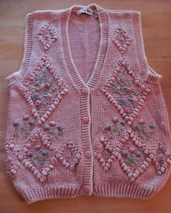 bydesign cardigan style pink sweater vest floral pinks blues greens 1X - Picture 1 of 6