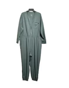 Old Navy Active Jumpsuit Green Stretch Tech Cropped front ZIP closure Size 2X - Picture 1 of 9