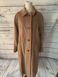 Vintage Kashmiracle Brown Coat By Wellington Fashions Sz XL Lined Trench Coat - Picture 1 of 12