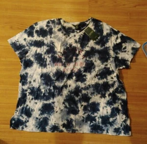 Ralph Lauren Women's Tie Dye T Shirt Blue & White Size 3X New With Tags - Picture 1 of 6