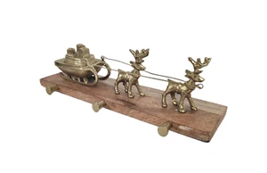 2021 Threshold Stocking Holder Reindeer Sleigh 3 Hook Metal Christmas Holiday - Picture 1 of 6