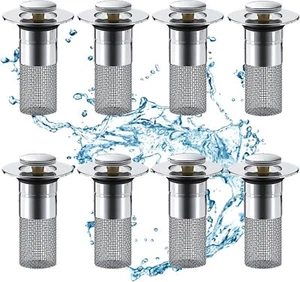 1-8 Pcs Bathroom Sink Stopper Hair Catcher Pop Up Sink Drain Filter 1.34"-1.57" - Picture 1 of 21