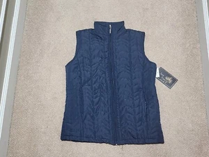 Jane Ashley Harbor Navy NWT Womens Zip Up Vest Size PL - Picture 1 of 7