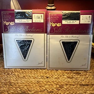 Hanes Silk Reflections AB 718 Pantyhose CLASSIC NAVY Reinforced Toe Control Top - Picture 1 of 5