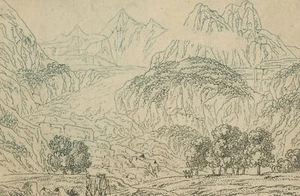 GRINDELWALD - Bergpanorama mit Gletscher - Umrissradierung um 1790 - Picture 1 of 2