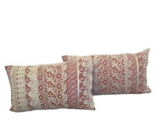 PIER 1 Imports Red White Embroidered Lace Lumbar Pillows Set Of 2