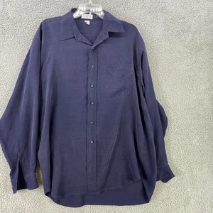 Xacus Collection Shirt Mens Medium Navy Silk Made in Italy Long Sleeve Button Up - Picture 1 of 9
