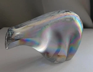 Vtg Silvestri Mouth Blown Iridescent Glass Polar Bear Paperweight Art Glass Bear - Picture 1 of 6