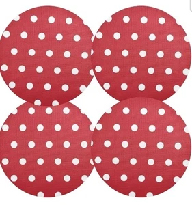 White Polka Dots On Red Placemat Washable Non-Slip Place Mats 15.4 Inch Table... - Picture 1 of 7