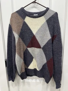 maglione maglione maglione geometrico maglione maglione 100% lana vergine stile vintage - Foto 1 di 12