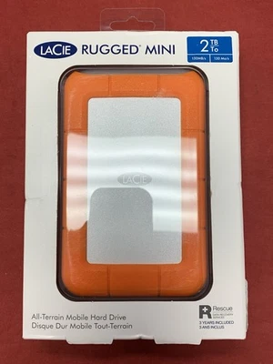 LaCie Rugged Mini 2TB External Portable Hard Drive USB-C Orange HDD ~ LAC9000298 - Image 1 of 4