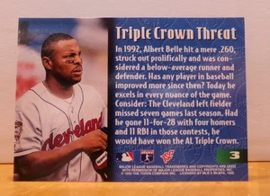 TOPPS BASEBALL CARD: TRIPLE CROWN THREAT ALBERT BELLE CLEVELAND INDIANS - Picture 1 of 2