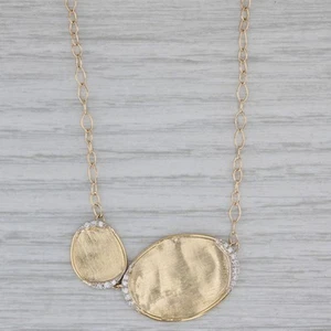 Marco Bicego Lunaria Diamond Disc Pendant Necklace 18k Yellow Gold Cable Chain - Picture 1 of 9