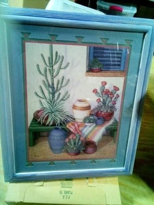 G. Barker Southwestern Print With Cacti And Pottery - Picture 1 of 2