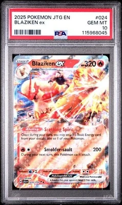 2025 Pokemon JTG EN Blaziken ex PSA 10 GEM #024 Double Rare Extended Art - Image 1 of 2