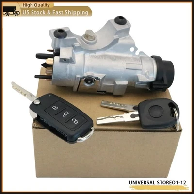 For Audi 1998-2009 A4 Ignition Lock Cylinder Assembly W/ Key Shells 4B0905851P - Imagem 1 de 4