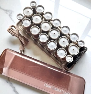 Clairol 20 beflockte heiße Rollen Samt Lockenwickler Vintage mit 18 Stiften FUNKTIONIERT! - Bild 1 von 7