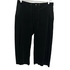 XCVI Wearables Gaucho Wide Leg Pants Capris Corduroy Black NEW Size Large - Picture 1 of 7