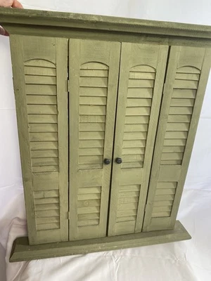 Espejo de pared interior vintage para el hogar con persianas marco de madera Foto 1 de 4