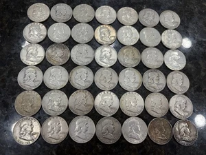 Konvolut 42 Circ. Franklin Halves !! Schöner Zustand Andere als 3 oder 4 sind angelaufen. - Bild 1 von 11