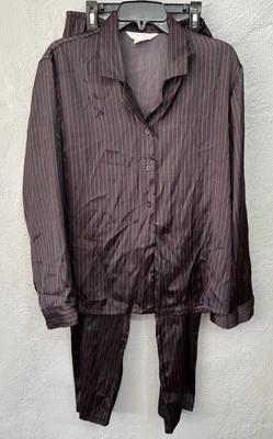 Gilligan & O'Malley Sleepwear Women's Pajama Set Size Small Black Striped Cool - Image 1 of 4