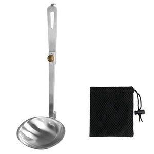 Outdoor Camping Folding Spoon Soup Ladle Cooking Utensils with Foldable Handle - Picture 1 of 8