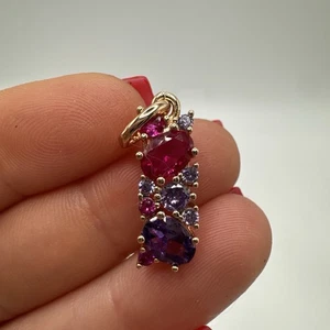 14ct Rolled Gold Bonded Pendant Rubelite Amethyst Pendant Hallmarked 585RG - Picture 1 of 8