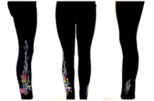 Plus OS Leggings Rhinestone Bling Dragonfly Butterfly Floral Design - Picture 1 of 4