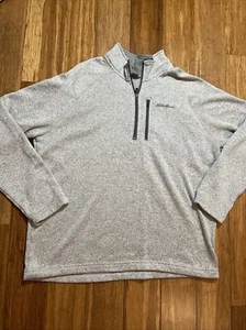 Eddie Bauer Men's 1/4 Zip Classic Pullover Sweater Fleece Top Light Gray - Picture 1 of 7