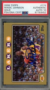 Magic Johnson 2008 Topps Gold Signed Card #174 Auto Graded PSA 10 #/2008 - Picture 1 of 2