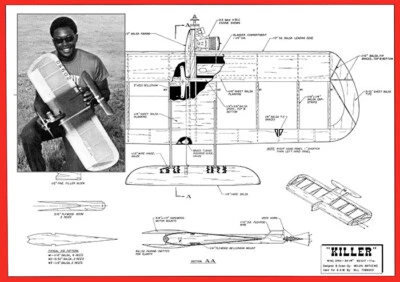 Model Airplane Plans (UC): KILLER 36" Wingspan Combat for .35 Engine - Image 1 of 2