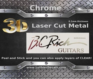 Adesivo restauro paletta metallo 3d BC Rich chitarra decalcomania logo m58 - Foto 1 di 14