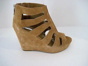 BCBGENERATION TORREZ BROWN SUEDE WEDGE CAGED PLATFORM BACK ZIP SIZE 6 1/2 M - Picture 1 of 6