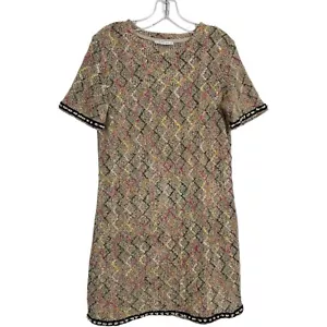 ZARA Vestito Donna M Cambio Tweed Maglia Finta Perla Bordo Filo Metallizzato Mini Twiggy - Foto 1 di 18