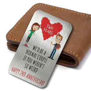 Happy 2nd Anniversary Normal Couple Metal Wallet Card Keepsake Anniversary Gift - Picture 1 of 1