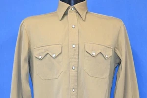 CAMISA VAQUERA VINTAGE AÑOS 40 CALIFORNIA RANCHWEAR BEIGE SÓLIDO PERLA OCCIDENTAL A PRESIÓN M - Imagen 1 de 5