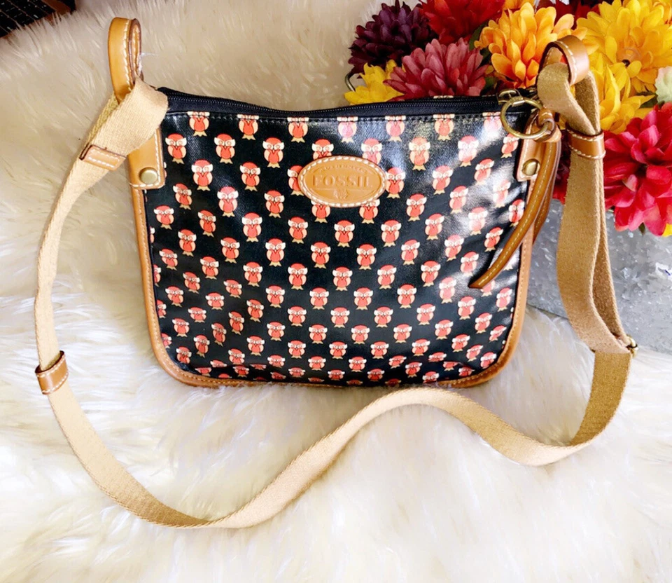 Bolso de lona/cuero con estampado de búho FOSSIL Foto 1 de 4